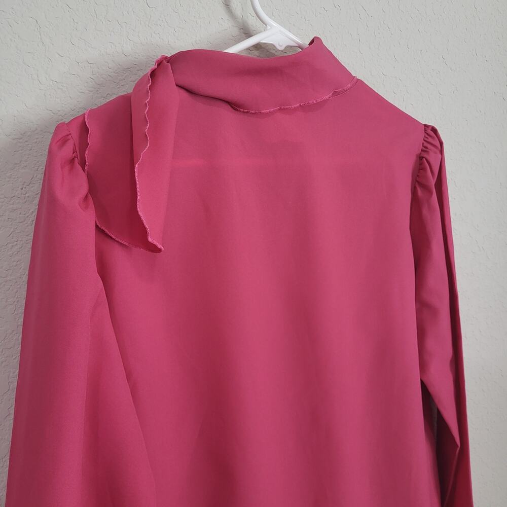 Vintage Blouse Donnkenny Women Size 10 / 12 Pink Bow neck office 80s 90s Office - Picture 10 of 11